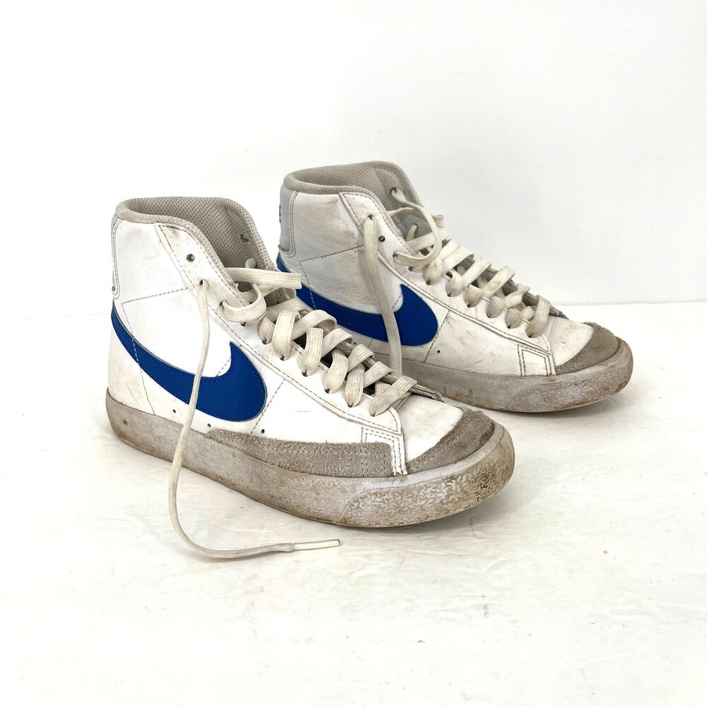 Nike Blazer Mid 77 Kids Grade School Sneakers White Blue Shoes Size 4Y